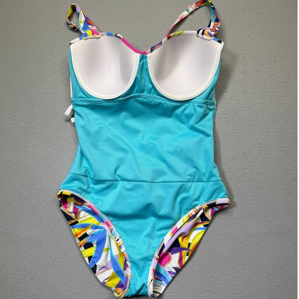 BLEU BY ROD BEATTIE Kore Shirred Bandeau One-Piece Swimsuit Multi 10 $125 - Picture 7 of 11